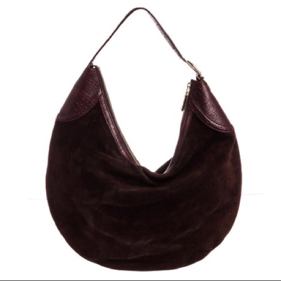 gucci brown suede hobo bag